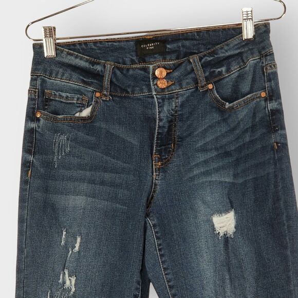 Celebrity Pink Womens Jeans Juniors Size 9 Boyfriend Distressed Stretch - Picture 3 of 10